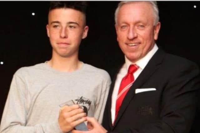 AWARD WINNER - Greenwood took the Players' Player award in the Sunderland academy one season and was presented with his award by academy manager at the time Ged McNamee