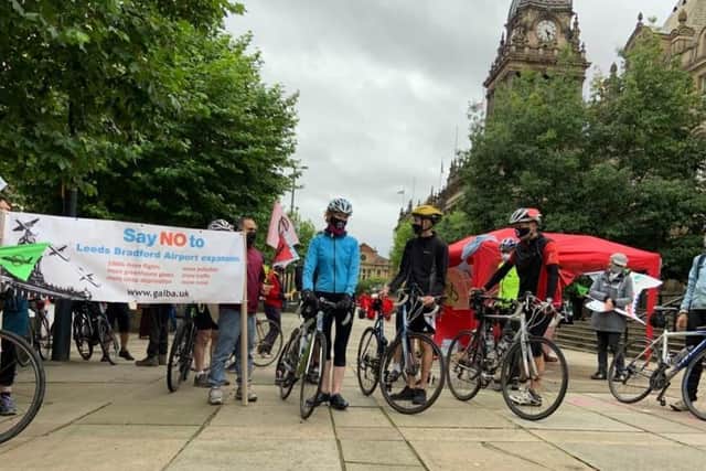 Group for Action on Leeds Bradford Airport (GALBA) campaigners took part in the 'Ride the Noise' cycle on Saturday, August 29.