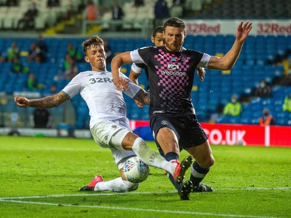 Ben White in action for Leeds United last season against Luton Town. (Bruce Rollinson)