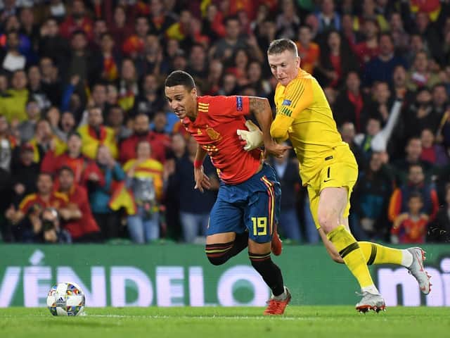NATIONS LEAGUE - Leeds United striker Rodrigo in action against England in the competition he and Spain will grace this week against Germany and Ukraine. Pic: Getty