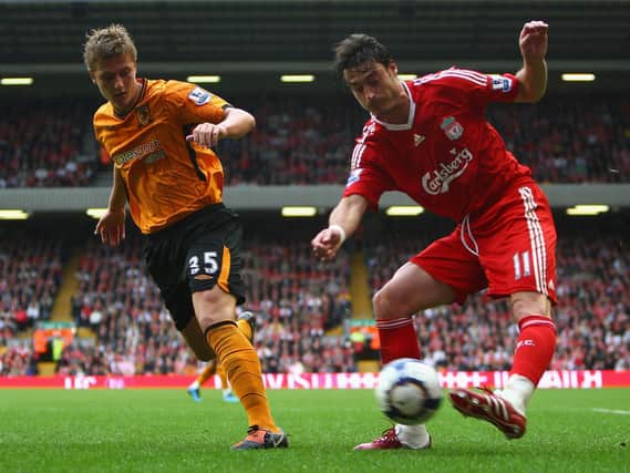 BIG DEBUT - A fresh faced Liam Cooper facing Liverpool as a Hull City youngster. He goes back to Anfield with Leeds United having won promotion. Pic: Getty
