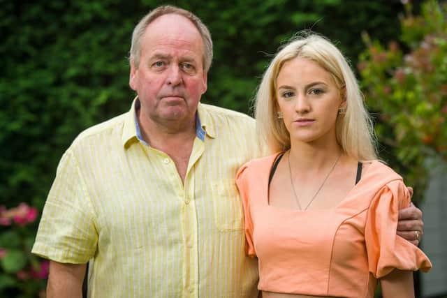 Ruby Chadwick, 15, whose dad Adam was murdered in 2008, at home with granddad Garry in Leeds (photo: Alex Cousins / SWNS).