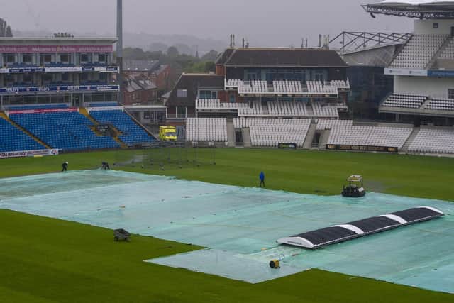 Yorkshire Vikings v Leicestershire Foxes T20 Blast at the Emerald Headingley Stadium abandoned due to heavy rain. Picture: Tony Johnson/JPIMedia.