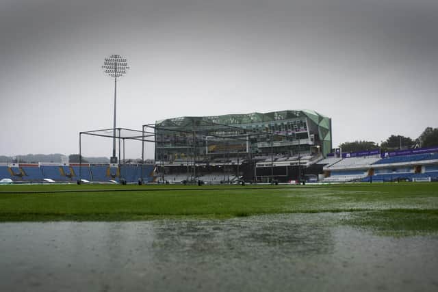 Yorkshire Vikings v Leicestershire Foxes T20 Blast at the Emerald Headingley Stadium abandoned due to heavy rain. Picture: Tony Johnson/JPIMedia.