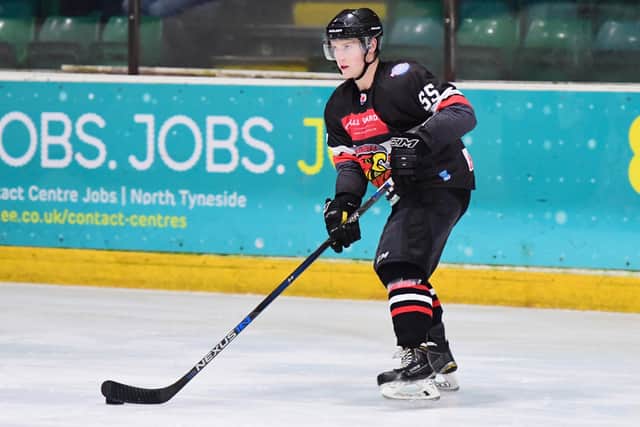 Ross Kennedy, in action during the NIHL North One 2018-19 season with Blackburn Hawks. Picture courtesy of Colin Lawson.