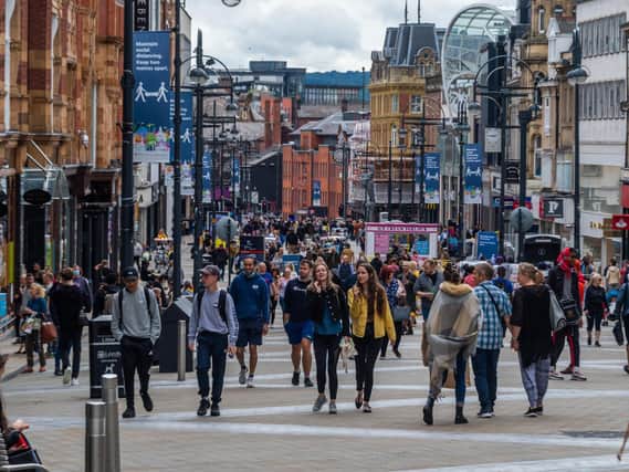 Visitors to Leeds City Centre after lockdown was lifted.