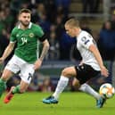 SITTING IT OUT: Leeds United star and Northern Ireland international Stuart Dallas, left, missed Sunday's training session. Photo by Charles McQuillan/Getty Images.