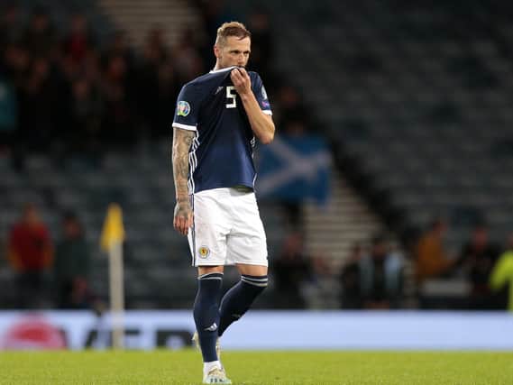 Leeds United captain Liam Cooper in action for Scotland.