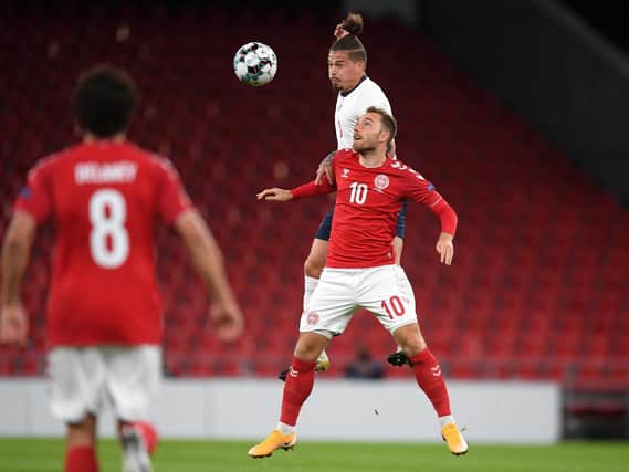 BIG NIGHT - Leeds United's Kalvin Phillips made his England debut in the 0-0 draw in Denmark. Pic: Getty