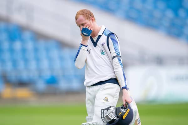 Yorkshire's Jonathan Tattersall's dejection shows as he is dismissed for 71 against Leicestershire. Picture by Allan McKenzie/SWpix.com