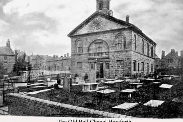 The Bell Chapel built in 1758 and demolished in 1885. This shot was taken around 1880. It was transformed into a Peace Garden in 1972.