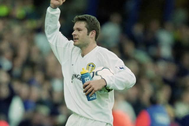Mark Viduka salutes the fans after scoring all four goals against Liverpool at Elland Road in November 2000. PIC: Getty