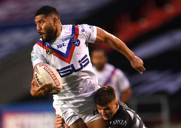Double trouble: Wakefield's strong-running forward Kelepi Tanginoa scored two tries against Hull. Picture: Jonathan Gawthorpe