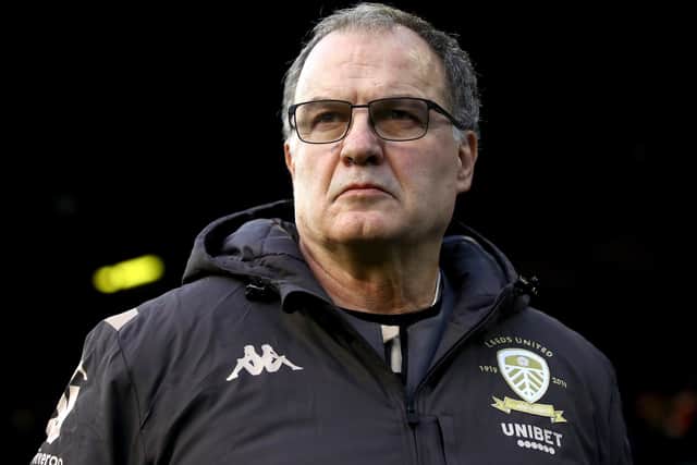 Marcelo Bielsa will take Leeds United to Anfield this afternoon for a long awaited Premier League return. Picture: Tim Goode/PA Wire.