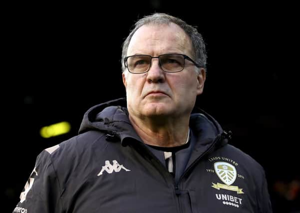 Marcelo Bielsa will take Leeds United to Anfield this afternoon for a long awaited Premier League return. Picture: Tim Goode/PA Wire.