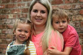 Jess Cooper, with children Archie, seven, and Emilia, three Picture: Jonathan Gawthorpe