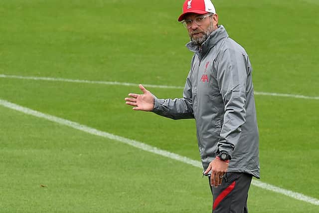 ENOUGH TO THINK ABOUT: Liverpool boss Jurgen Klopp who has lots of respect for Leeds United ahead of this weekend's Premier League opener against Marcelo Bielsa's Whites at Anfield. Photo by John Powell/Liverpool FC via Getty Images.