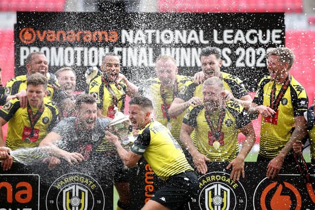Harrogate Town's Wembley heroes will get a chance to prove themselves at League Two level. Picture: Adam Davy/PA