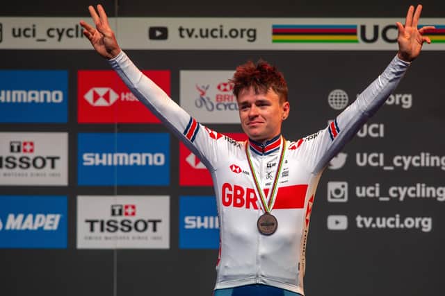 Tom Pidcock bronze medal in the U23 mens road race  following the disqualification of dutch rider Nils Eekhoff at the UCI World Championships 2019 U23 Men Road Race. (Picture: Bruce Rollinson)