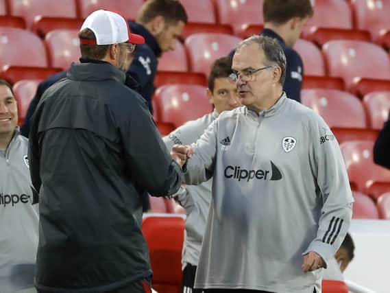 UNCOMFORTABLE - Jurgen Klopp praised Marcelo Bielsa's Leeds United for how difficult they made life for Liverpool for 95 minutes at Anfield. Pic: Getty