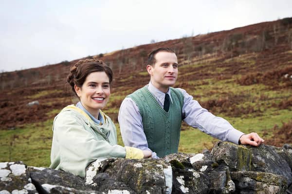 Helen Alderson (played by Rachel Shenton) and James Herriot (played by Nicholas Ralph) in All Creatures Great and Small. Credit: Playground Television (UK) Ltd.