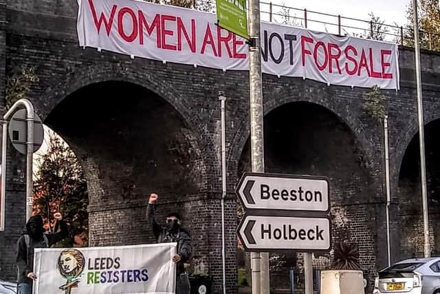 The banner against the Managed Approach in place in Holbeck.