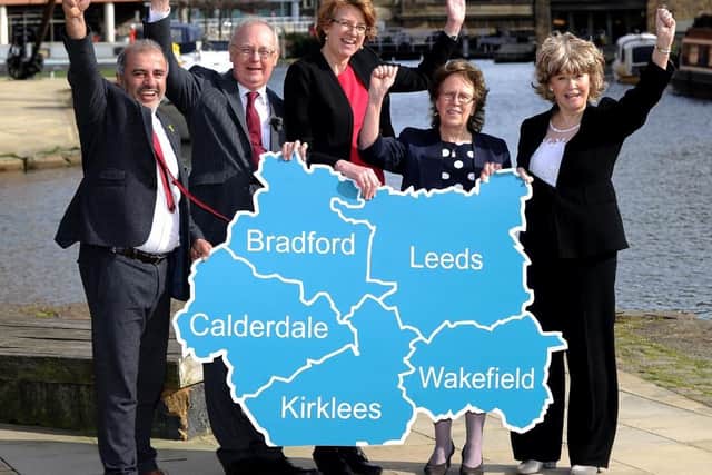 New Mayor of West Yorkshire will need to co-operate with the leaders of Bradford, Calderdale, Kirklees, Leeds and Wakefield councils, pictured.