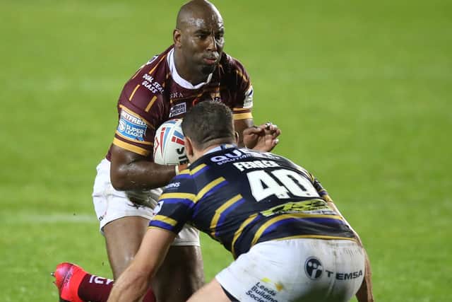 Leeds Rhinos' loanee Brett Ferres is called into defensive duties after being drafted in at short notice last week to tackle Huddersfield Giants. Picture: Martin Rickett/PA Wire.