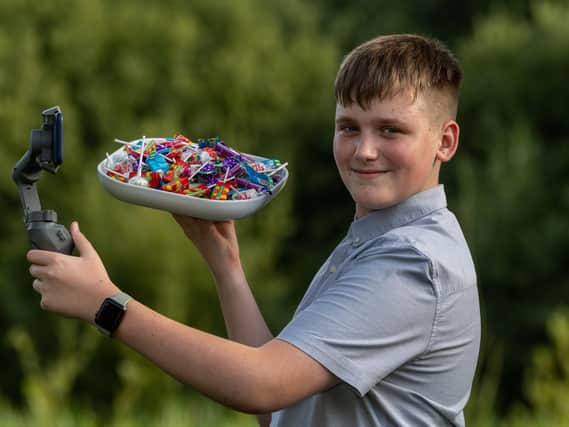 James Thompson was paid with sweets agfter he made a promotional video for a sweet shop.

Photo: James Hardisty