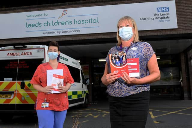 Members from the Play Team at Leeds Teaching Hospitals NHS Trust with their awards. Neoma Jacobs(left) and Lisa Beaumont outside the Clarendon wing Leeds General Infirmary. Picture by Simon Hulme.
