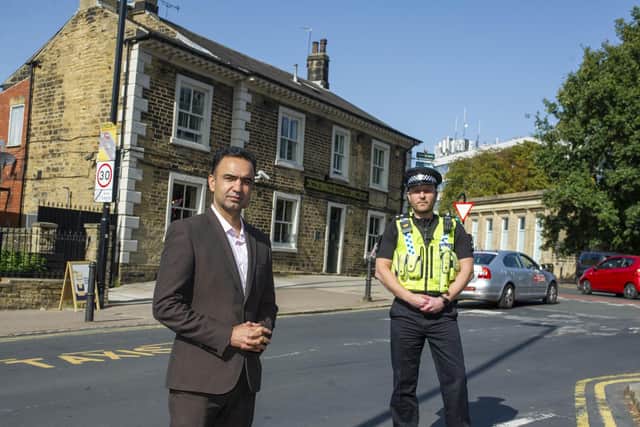 Coun Mohammed Rafique  and Inspector Andy Loftus. The council and police officers are participating in a joint operation to engage with operators of licensed premises and customers in the Headingley and university area.