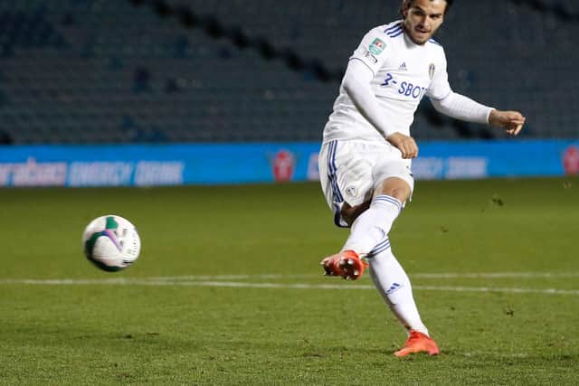 THRIVING: Pascal Struijk slots away his spot kick in Wednesday night's penalty shoot out. Photo by Phil Noble - Pool/Getty Images.