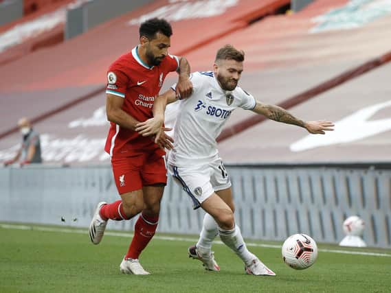 Leeds United's Stuart Dallas in action against Liverpool last weekend. (Getty)