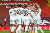 BRIGHT FORECAST: For Leeds United after their opening weekend display at Liverpool with the Whites pictured celebrating Mateusz's Klich's strike. Photo by Paul Ellis - Pool/Getty Images.