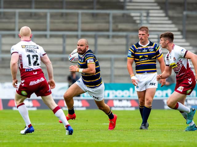 Adam Cuthbertson on the attack against Wigan. Picture by Bruce Rollinson.