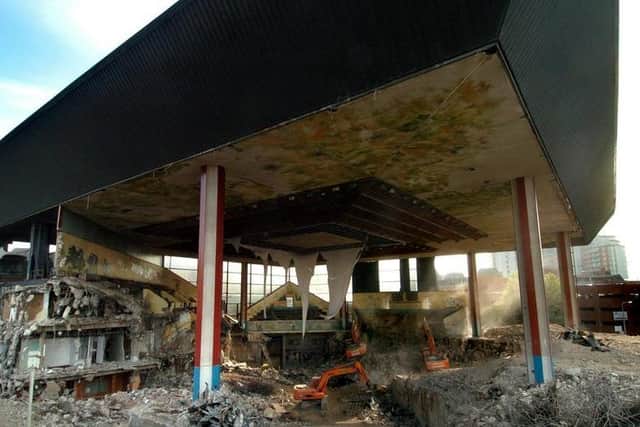 Leeds International Pool, during its demolition in 2009.