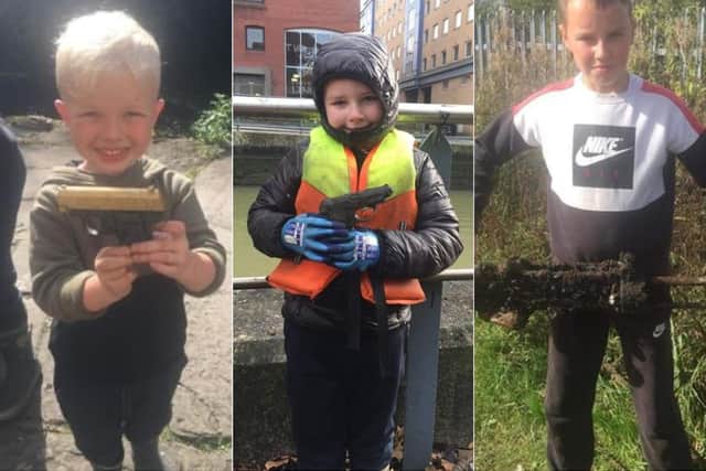 The boys have each discovered a gun under the surface of the waters in Yorkshire