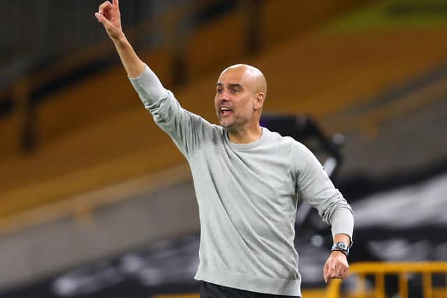 FIRST UP: On Sky Sports next weekend is the clash between Leeds United and Manchester City managed by Pep Guardiola, above, following on from Saturday's earlier contests on BT Sport. Photo by Marc Atkins/Getty Images.