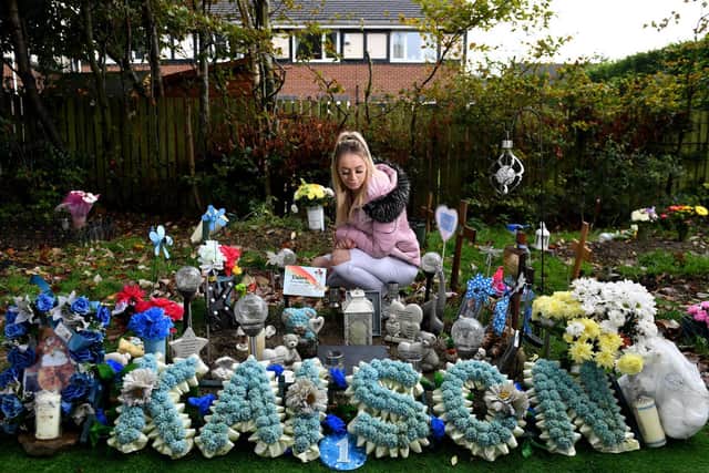 Donna Varley, 30, said it was "beyond disgusting" that her son Kaison's grave was vandalised