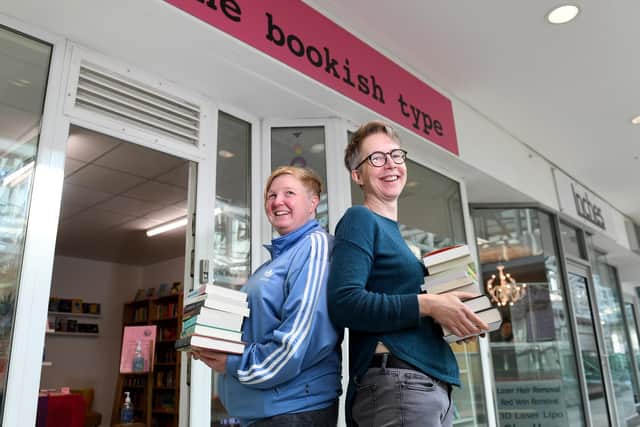 Nicola Hargraveand her partner Ray Larman pictured at The Bookish Type.