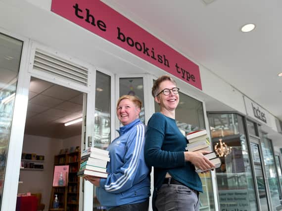 Nicola Hargraveand her partner Ray Larman pictured at The Bookish Type.