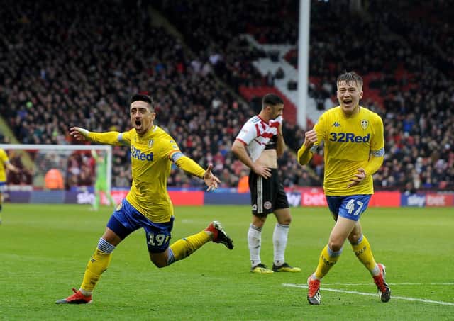 DO YOU REMEMBER THE LAST TIME? Pablo Hernandez celebrates scoring the winning goal on Leeds' last visit to Bramall Lane two years ago in the Championship. Picture by Simon Hulme