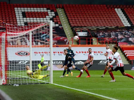 BY A NOSE - Patrick Bamford gave Leeds the slenderest of leads at Sheffield United late on, with his nose. Pic: James Hardisty