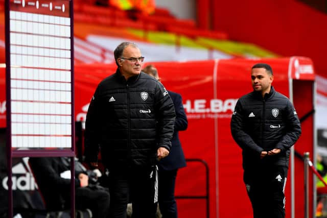 WATCHING BRIEF: Leeds United head coach Marcelo Bielsa watches the action at Bramall Lane. Picture: James Hardisty.