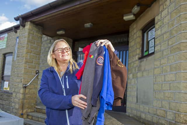 Jennie Poppleton at the Church of the Nazarene in Morley, the home of  a school uniform recycling project run by Zero Waste. Picture Tony Johnson