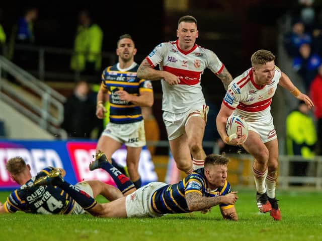 Matt Parcell makes a break agianst Leeds in February. Picture by Bruce Rollinson.