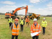 Front (left-right) Will I'Anson (Sales Director, I'Anson Brothers) & Chris I'Anson (Chairman & Managing Director, I'Anson Brothers)
Rear (left-right), Lindsay Ross (Dalton 009) Mark Robson (Leader, Hambleton District Council) Mark Smith (HACS Construction Group) & Kevin Baker (Project Design Manager)