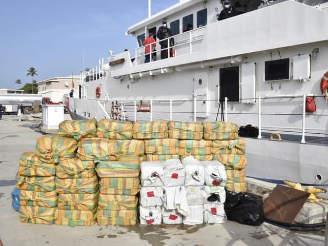 Some of the drugs, worth more than £160 million, which were seized in the Carribean, and could have ended up in the UK. PIC: Royal Navy/PA Wire