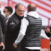 'GOOD ARGUMENTS': Leeds United head coach Marcelo Bielsa, left, and Sheffield United boss Chris Wilder before last weekend's Yorkshire derby, after which the pair initially agreed to differ. Photo by OLI SCARFF/POOL/AFP via Getty Images.