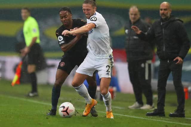 Leeds United defender Luke Ayling in action against Manchester City. (Getty)